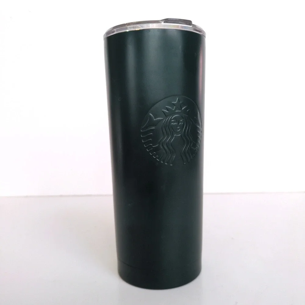 Starbucks Tumbler Dark Green Matte Stainless Steel Embossed Venti 20oz